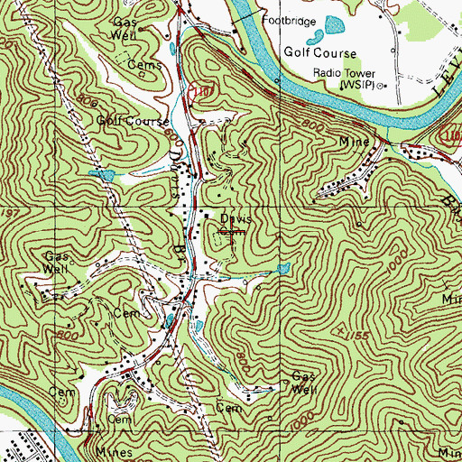 Topographic Map of Davis Cemetery, KY