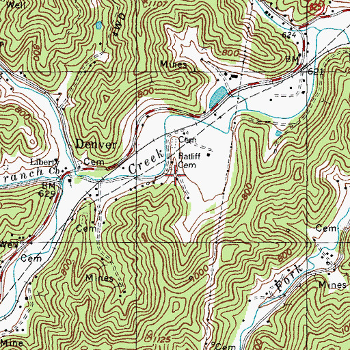 Topographic Map of Ratliff Cemetery, KY
