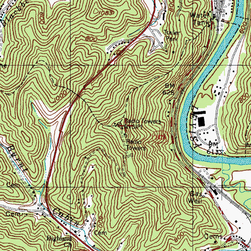 Topographic Map of WSIP-FM (Paintsville), KY