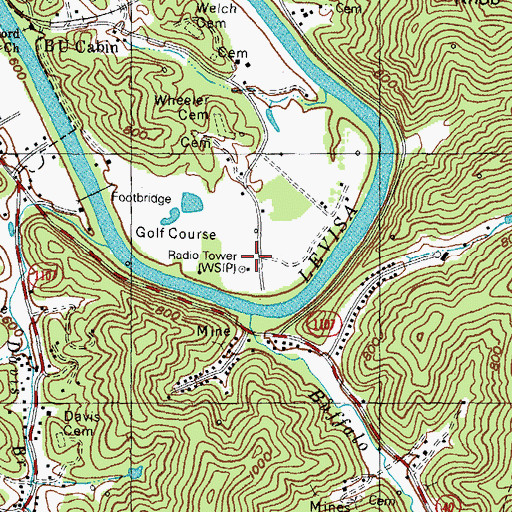 Topographic Map of WSIP-AM (Paintsville), KY