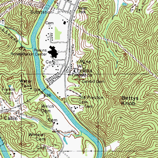 Topographic Map of Gambill Cemetery, KY