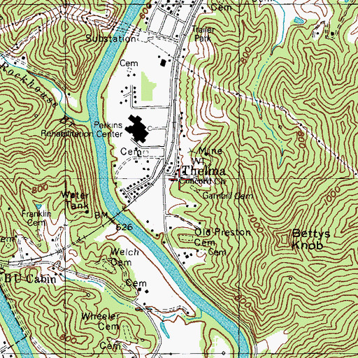 Topographic Map of Concord United Baptist Church, KY