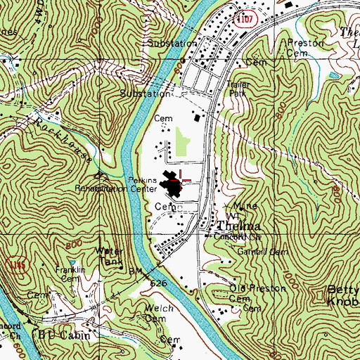 Topographic Map of Perkins Rehabilitation Center, KY