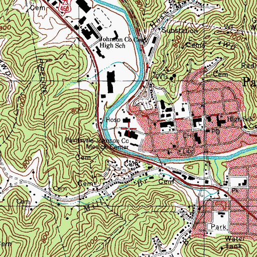 Topographic Map of Paul B Hall Regional Medical Center, KY