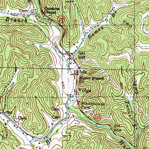 Topographic Map of Ramey Branch Church, KY
