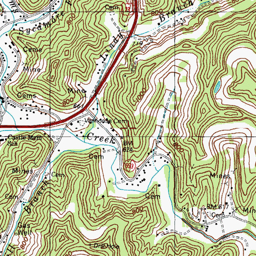 Topographic Map of Tutor Key Church, KY