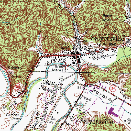 Topographic Map of Ramey Memorial Park, KY