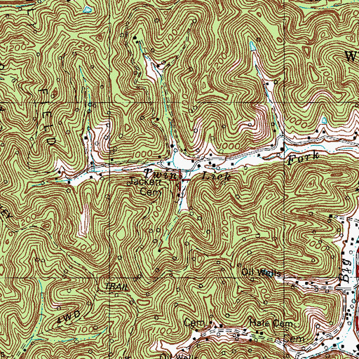 Topographic Map of Tackett Cemetery, KY
