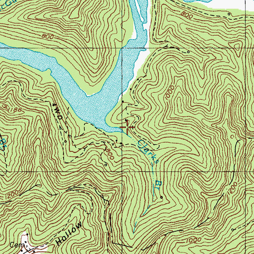 Topographic Map of Clarks Branch, KY