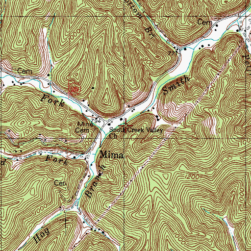 Topographic Map of Smith Creek Valley Church, KY