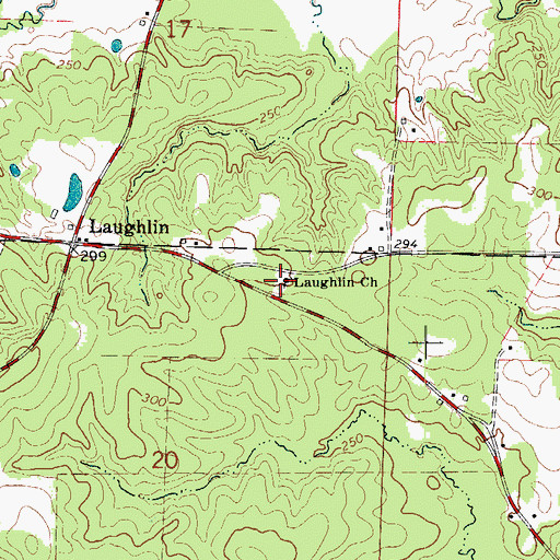 Topographic Map of Laughlin Church, AR