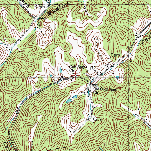 Topographic Map of Cold Springs Baptist Church, KY