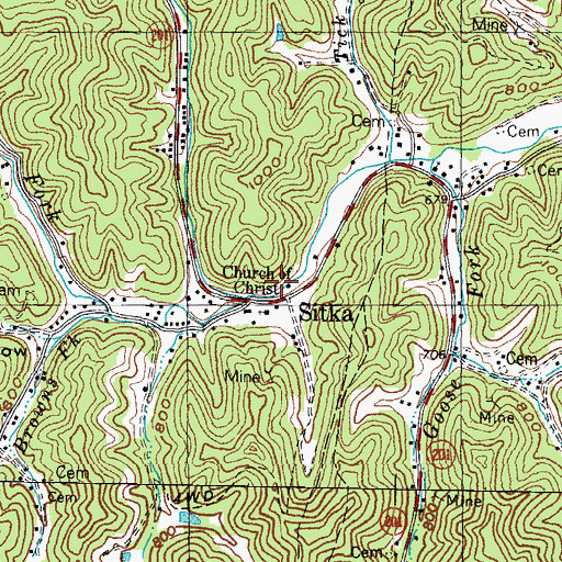 Topographic Map of Church of Christ, KY
