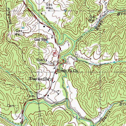 Topographic Map of Marvin Sparks Cemetery, KY