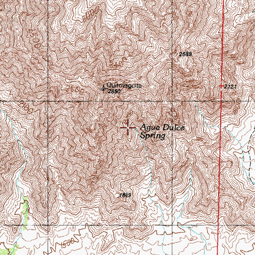 Topographic Map of Agua Dulce Spring, AZ