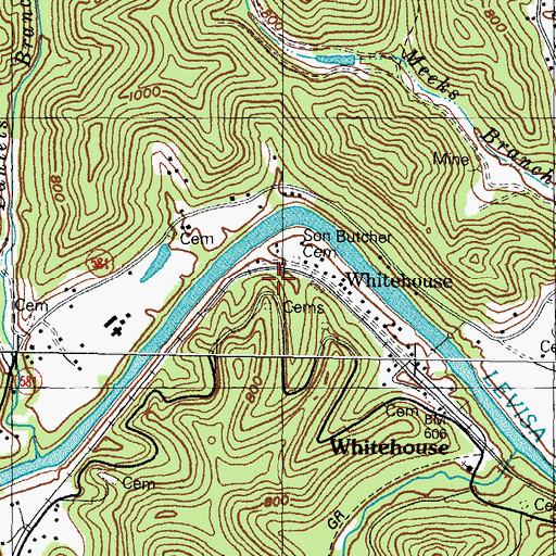 Topographic Map of Son Butcher Cemetery, KY