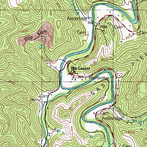 Topographic Map of Big Laurel Church, KY