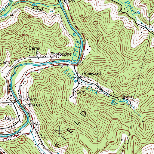 Topographic Map of Vineyard Church, KY