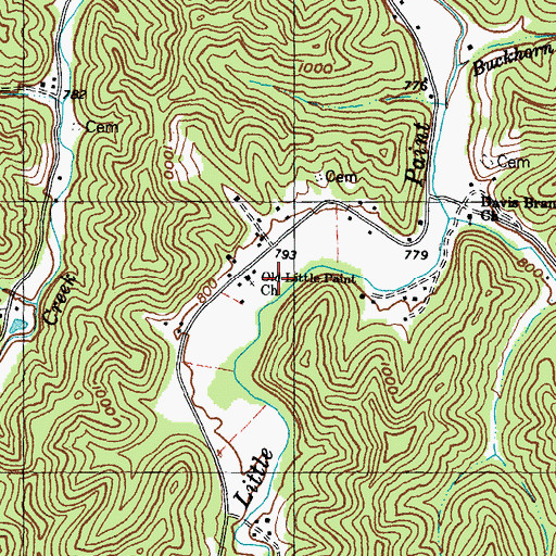 Topographic Map of Old Little Paint Church, KY