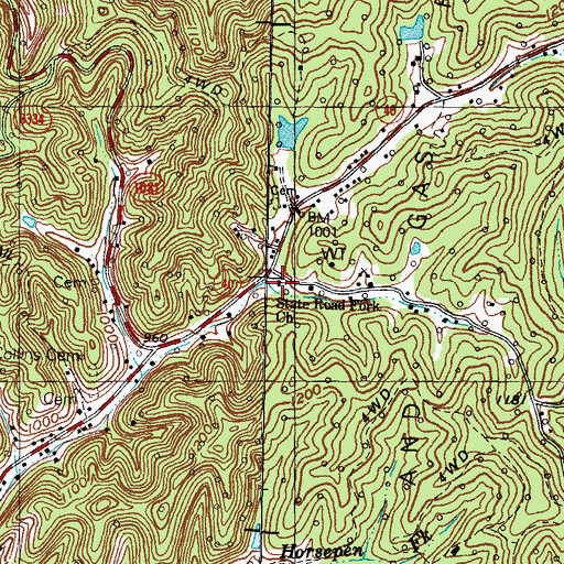 Topographic Map of State Road Fork Church, KY