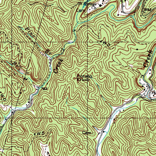 Topographic Map of Potato Knob, KY