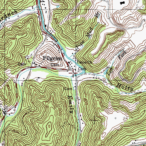 Topographic Map of Union Church, KY