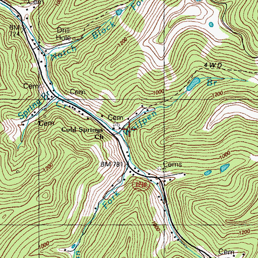 Topographic Map of Cold Springs Church, KY