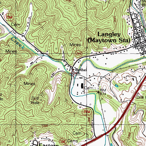Topographic Map of Bethel Church, KY
