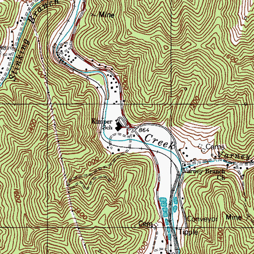 Topographic Map of Kimper School, KY