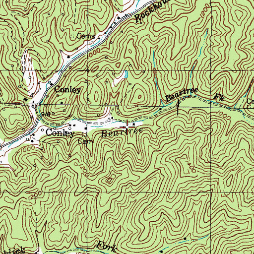 Topographic Map of Beartree School, KY