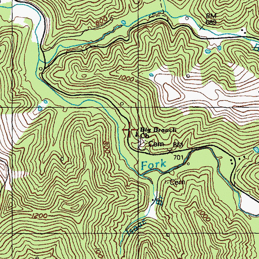 Topographic Map of Big Branch School, KY