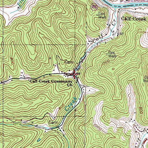 Topographic Map of Calf Creek School, KY