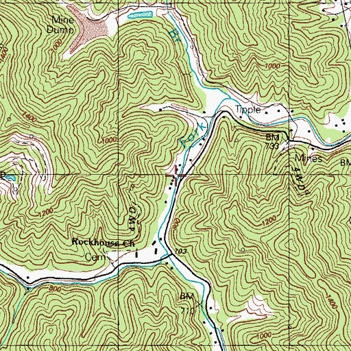 Topographic Map of Dunkard Church (historical), KY