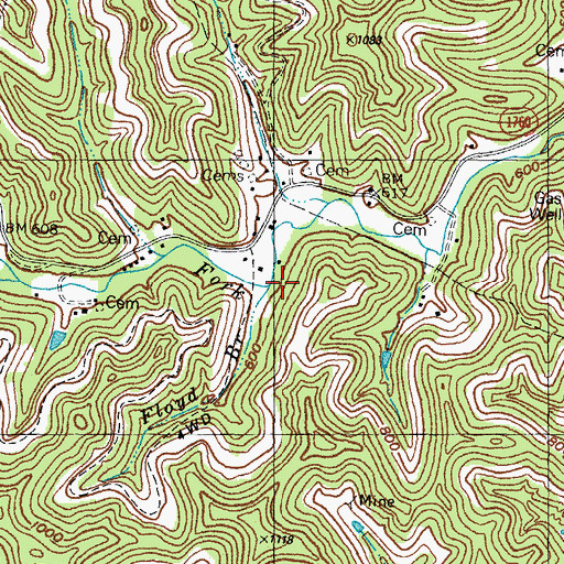 Topographic Map of Floyd Branch, KY