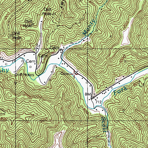 Topographic Map of Forks of Brushy School (historical), KY