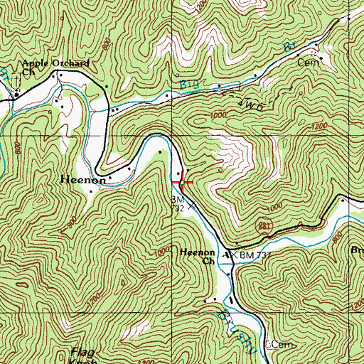 Topographic Map of Forks of Brushy School (historical), KY
