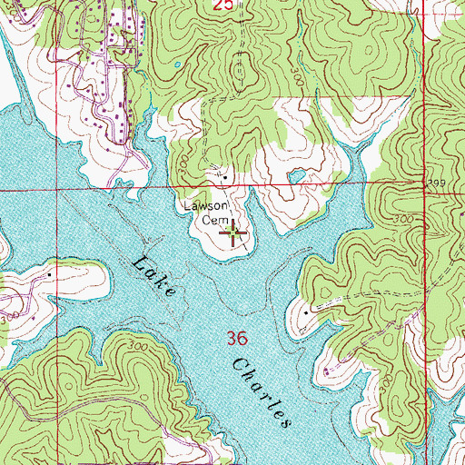 Topographic Map of Lawson Cemetery, AR
