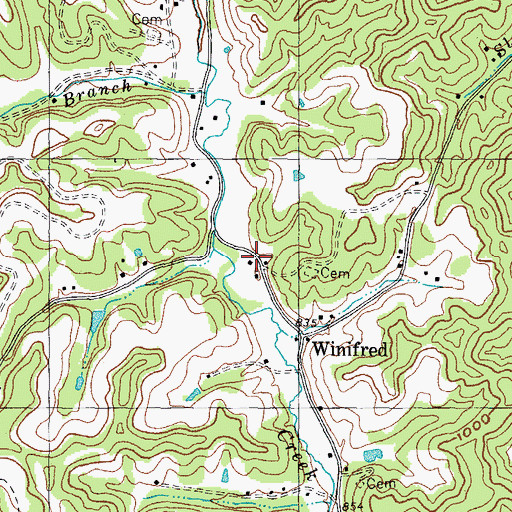 Topographic Map of Franks Creek Church, KY