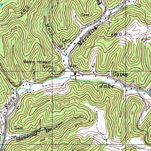 Topographic Map of Gypsy School, KY