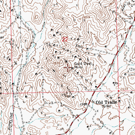 Topographic Map of Gold Dust Mine, AZ