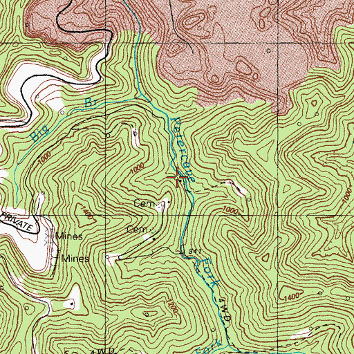 Topographic Map of Head of Petercave Fork School (historical), KY