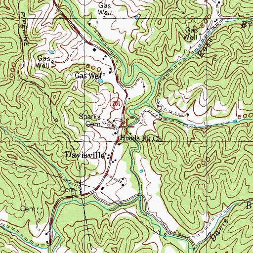 Topographic Map of Hoods Fork United Baptist Church, KY