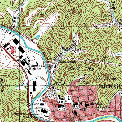 Topographic Map of Hoss Mill Branch, KY
