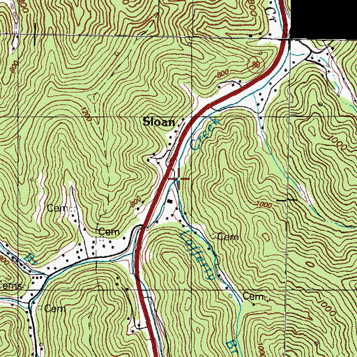 Topographic Map of Lafferty Branch, KY