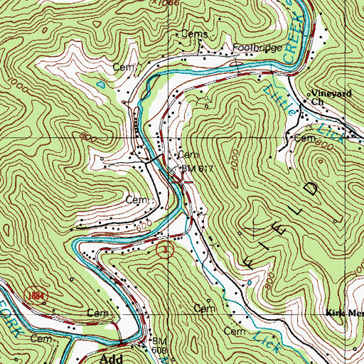Topographic Map of Lick Branch School, KY