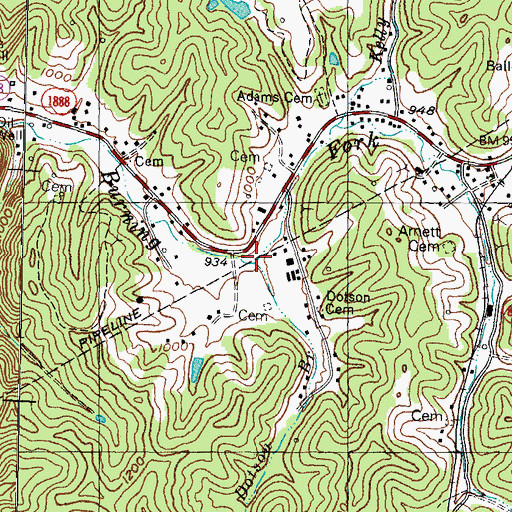 Topographic Map of Dotson Branch, KY