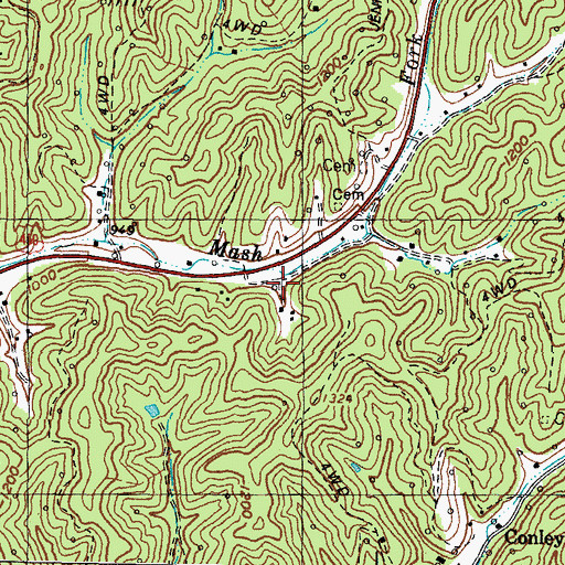 Topographic Map of Mashfork Post Office (historical), KY