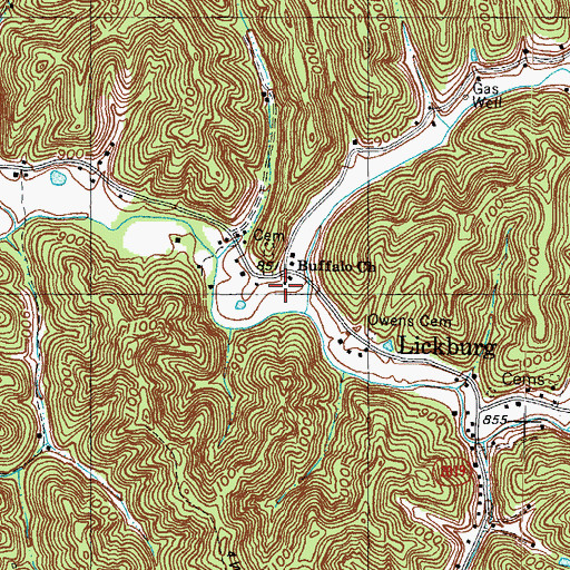 Topographic Map of Mouth of Buffalo School (historical), KY