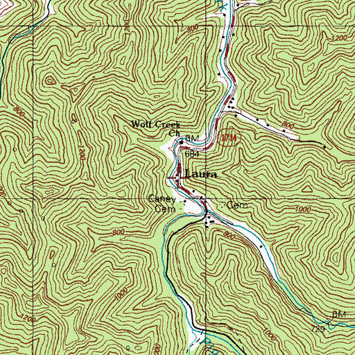 Topographic Map of Mouth of Caney Fork School (historical), KY
