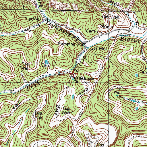 Topographic Map of Little Blaine United Baptist Church, KY